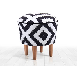 Atelier Del Sofa Puf Bohemio Blanco y Negro